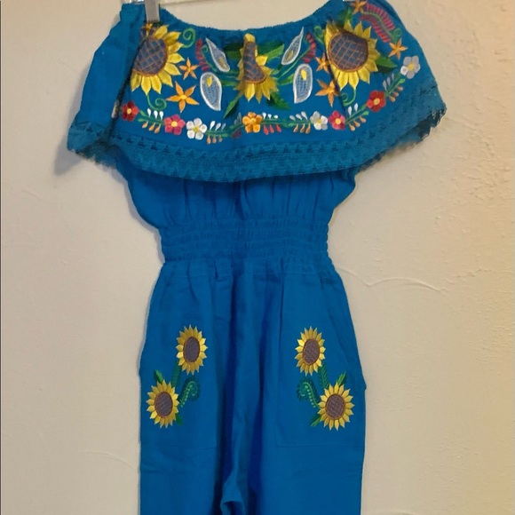 Pants & Jumpsuits Authentic Mexican Off Shoulder Jumpsuit Poshmark